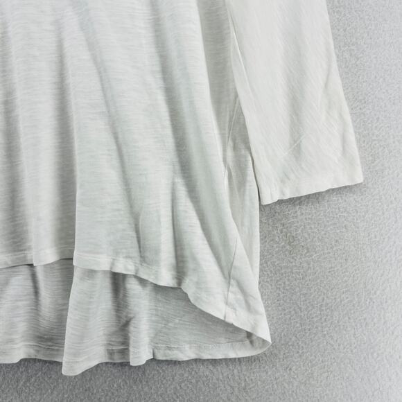 EILEEN FISHER Top XS Tunic Organic Cotton Jersey V-Neck 3/4 Sleeve White - Picture 8 of 15